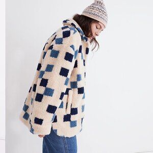 NEW NWT Madewell (Re)sourced Sherpa Belrose Shirt-Jacket in Checkerboard